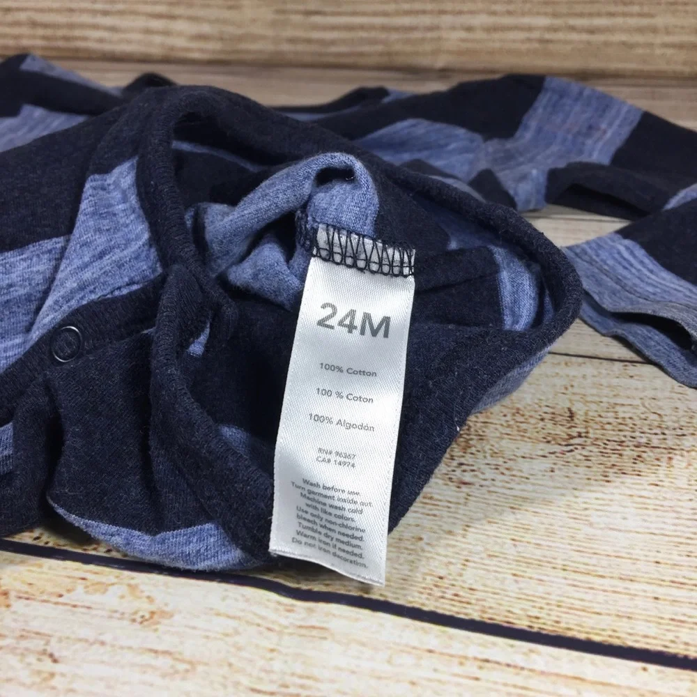 Baby Bgosh Blue Striped Long Sleeve‎ Bodysuit 24M